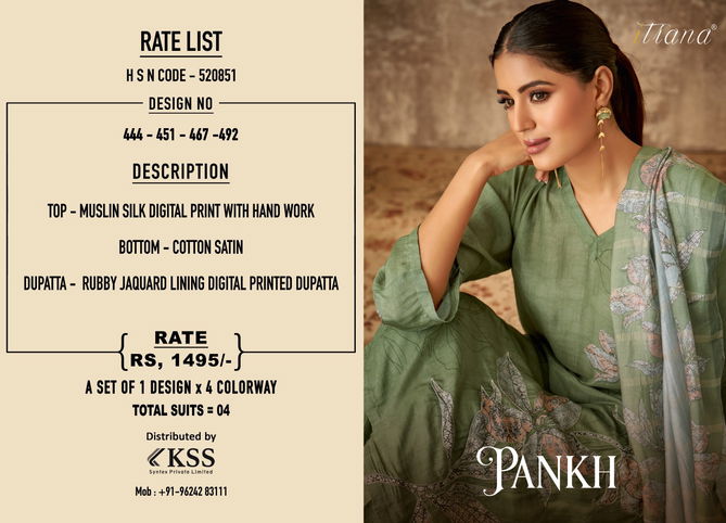 Pankh By Itrana Muslin Silk Digital Printed Dress Material Wholesale Shop In Surat
